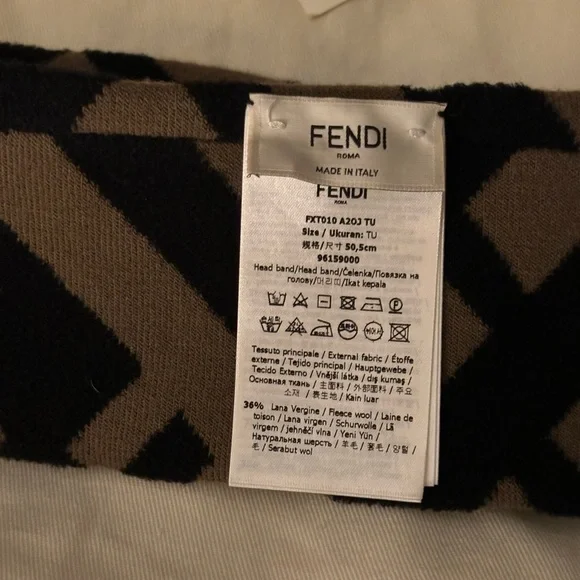 Fendi Black and Brown Logo Headband - Picture 5 of 10